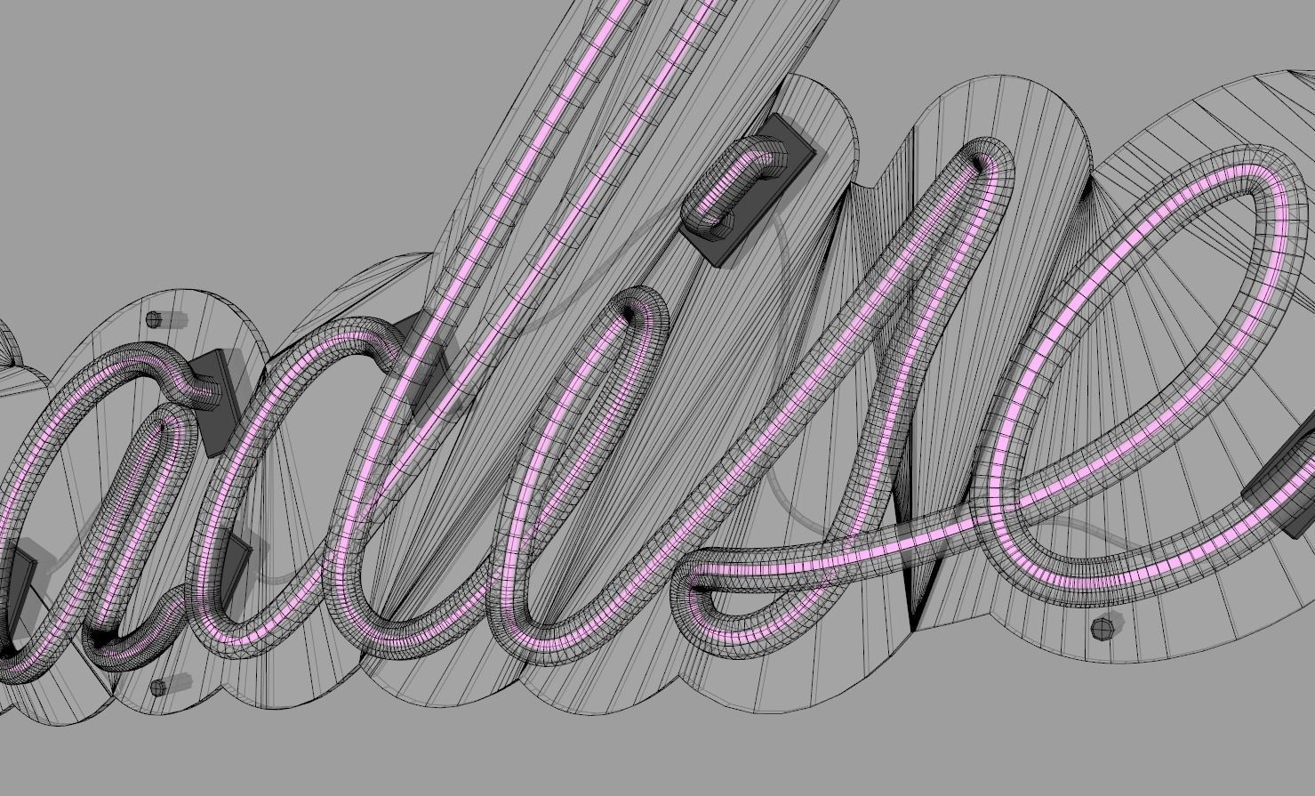 Paradise - Neon Sign 3D model_8