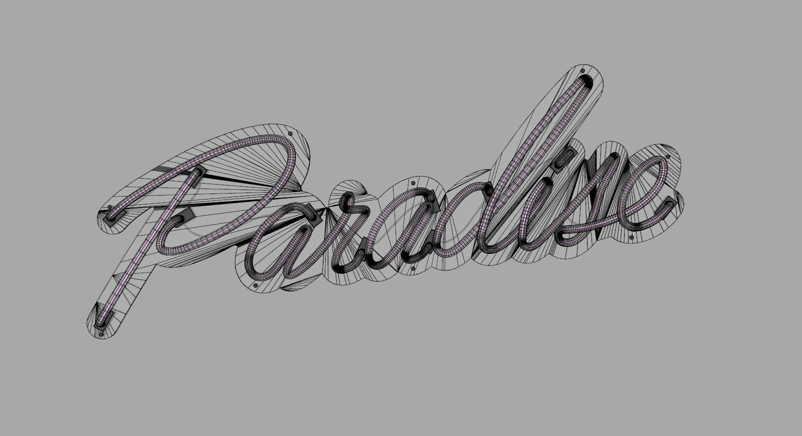 Paradise - Neon Sign 3D model_6