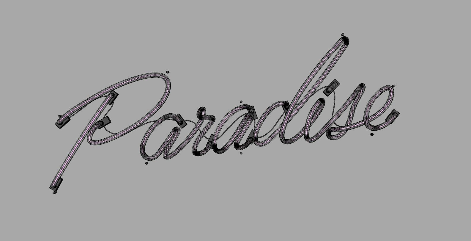 Paradise - Neon Sign 3D model_7