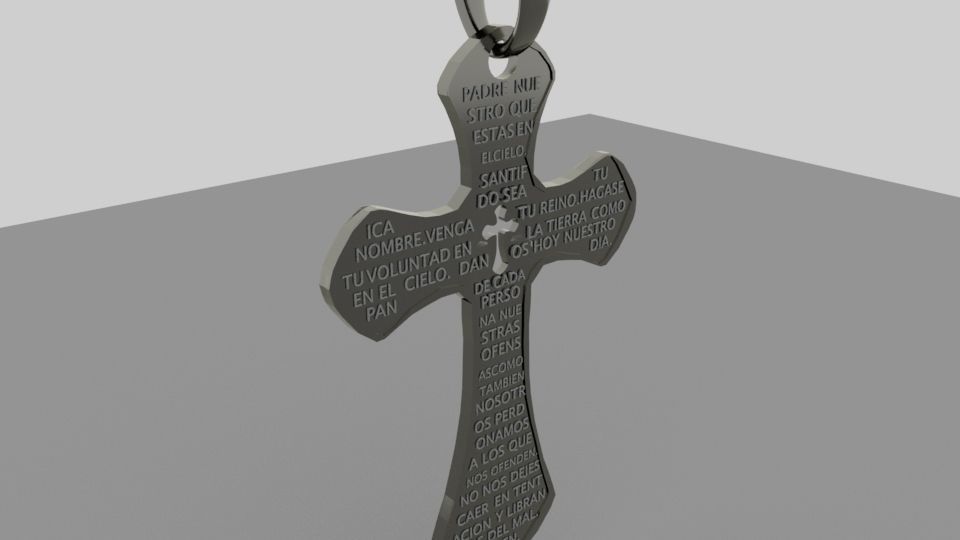  CROSS WITH TEXT Low-poly 3D model_2