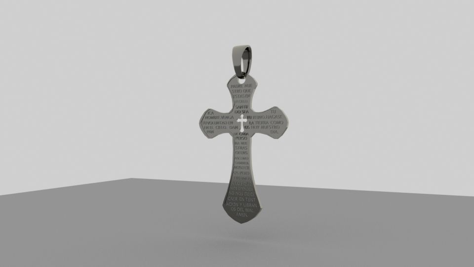  CROSS WITH TEXT Low-poly 3D model_3