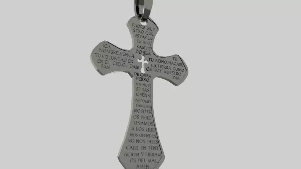  CROSS WITH TEXT Low-poly 3D model_0