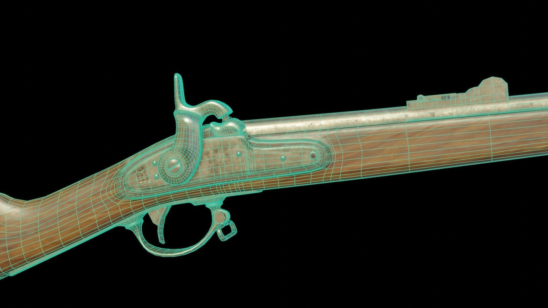 Springfield M1842 Low-poly 3D model_1