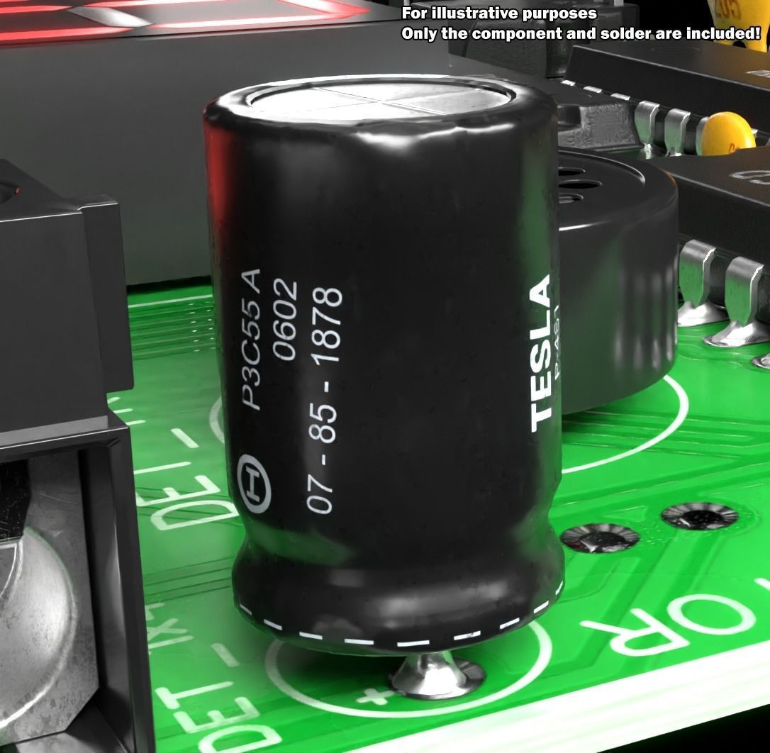 Capacitor Electronic Component High and Low-poly 3D model_5