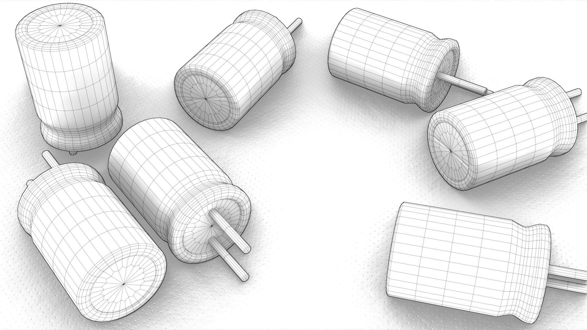 Capacitor Electronic Component High and Low-poly 3D model_4