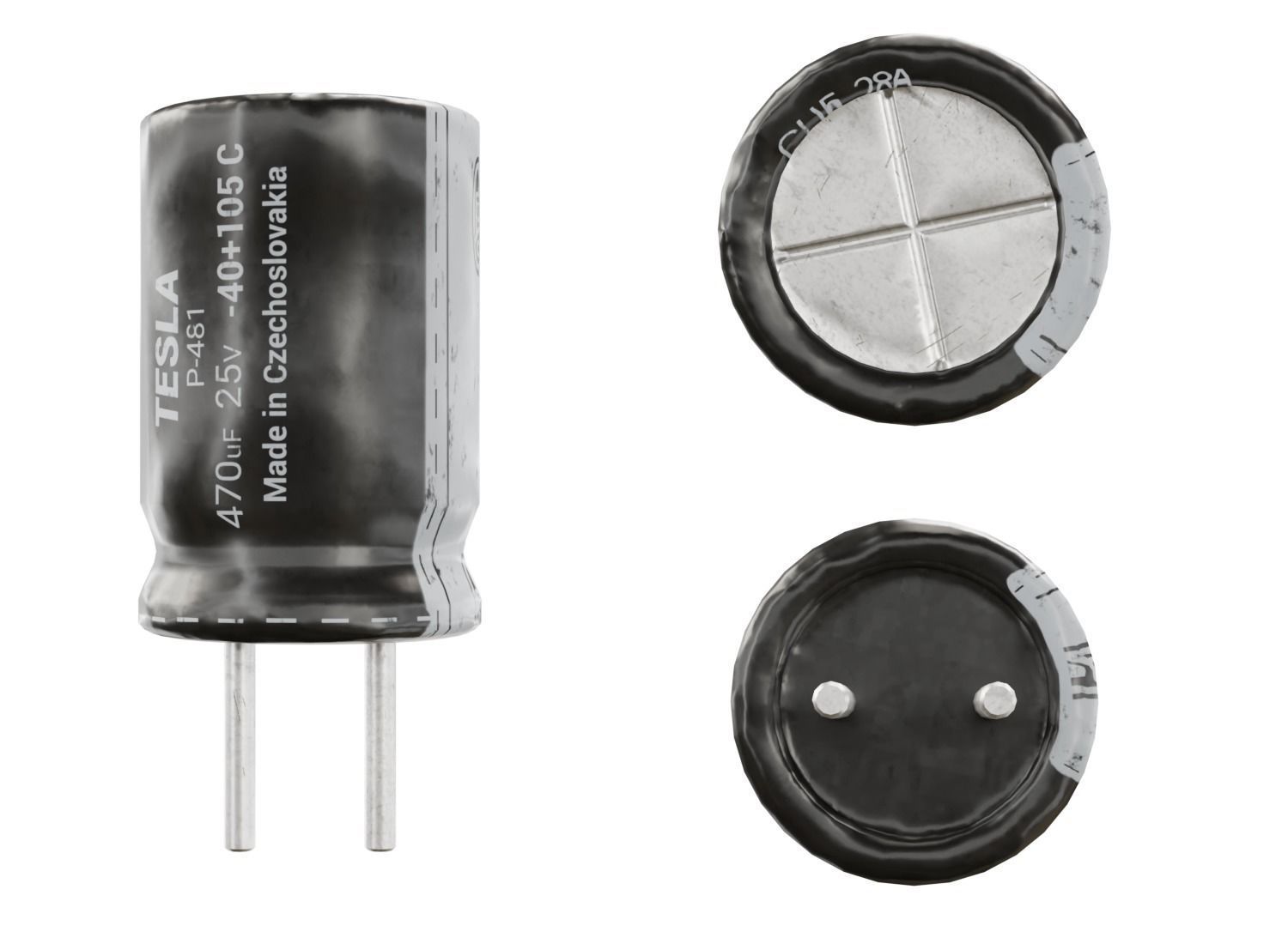 Capacitor Electronic Component High and Low-poly 3D model_1