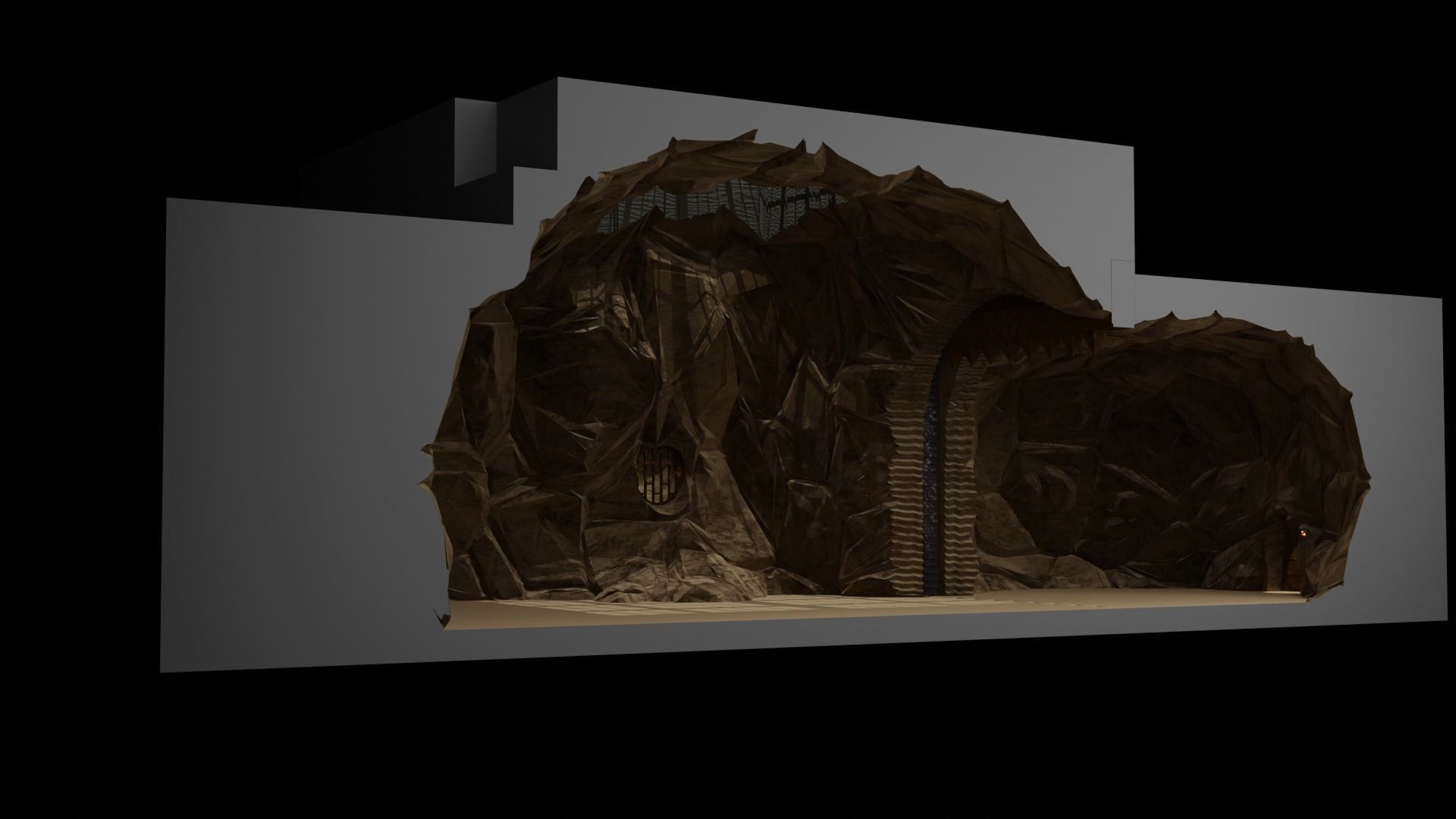 Jabbas Throne Room - Set 9 - Rancor Cave 1-12 scale Blackseries 3D print model_7