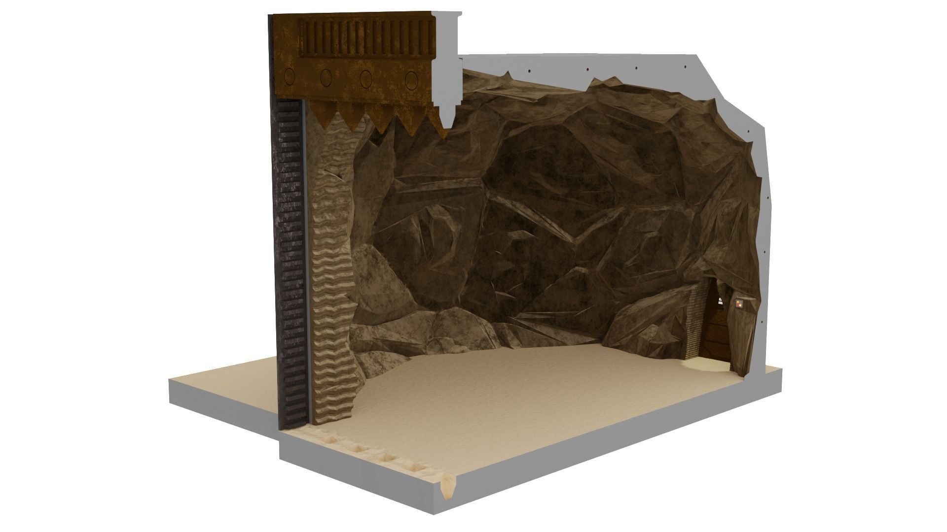 Jabbas Throne Room - Set 9 - Rancor Cave 1-6 scale Hottoys 3D print model_15