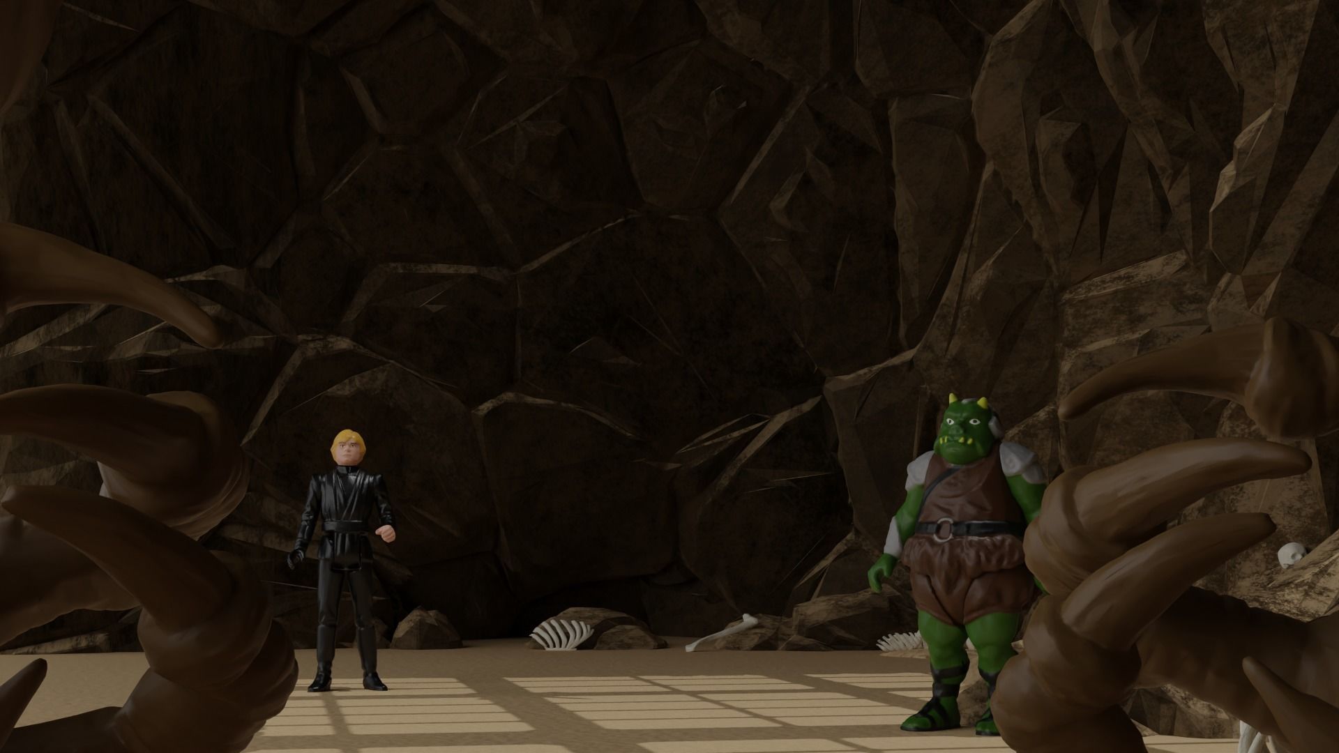 Jabbas Throne Room - Set 9 - Rancor Cave 1-6 scale Hottoys 3D print model_11