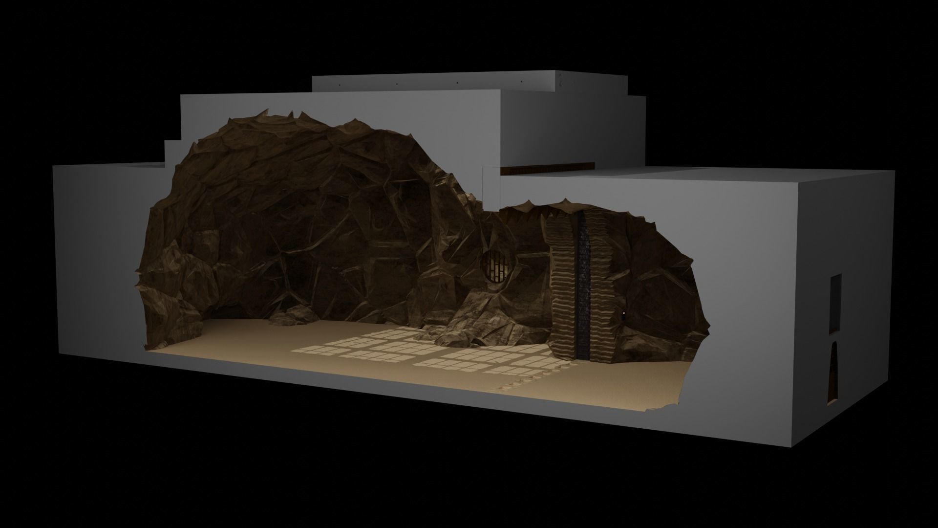 Jabbas Throne Room - Set 9 - Rancor Cave 1-6 scale Hottoys 3D print model_8