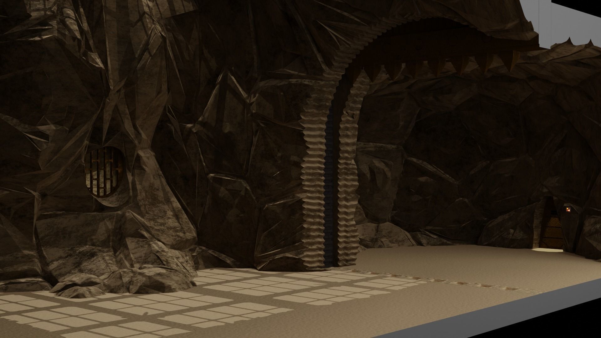 Jabbas Throne Room - Set 9 - Rancor Cave 1-6 scale Hottoys 3D print model_6