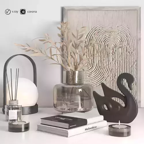 decorative set with dry palm bouquet 17