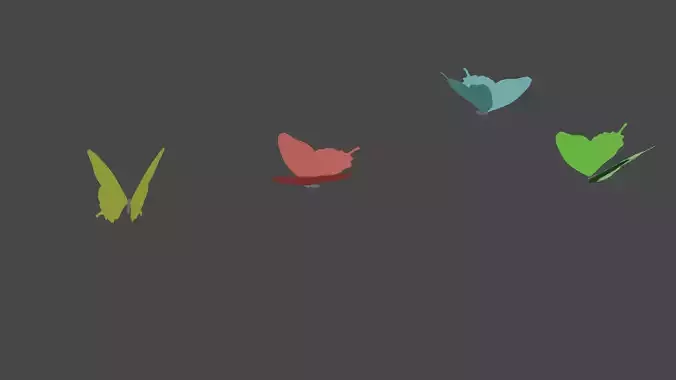 Flying butterflies Low-poly 3D model