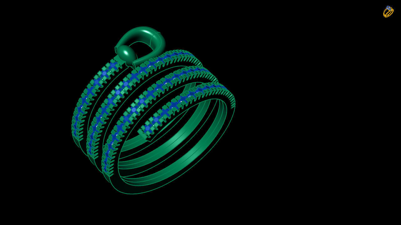 Spiral diamond ring stl file 3D print model_1