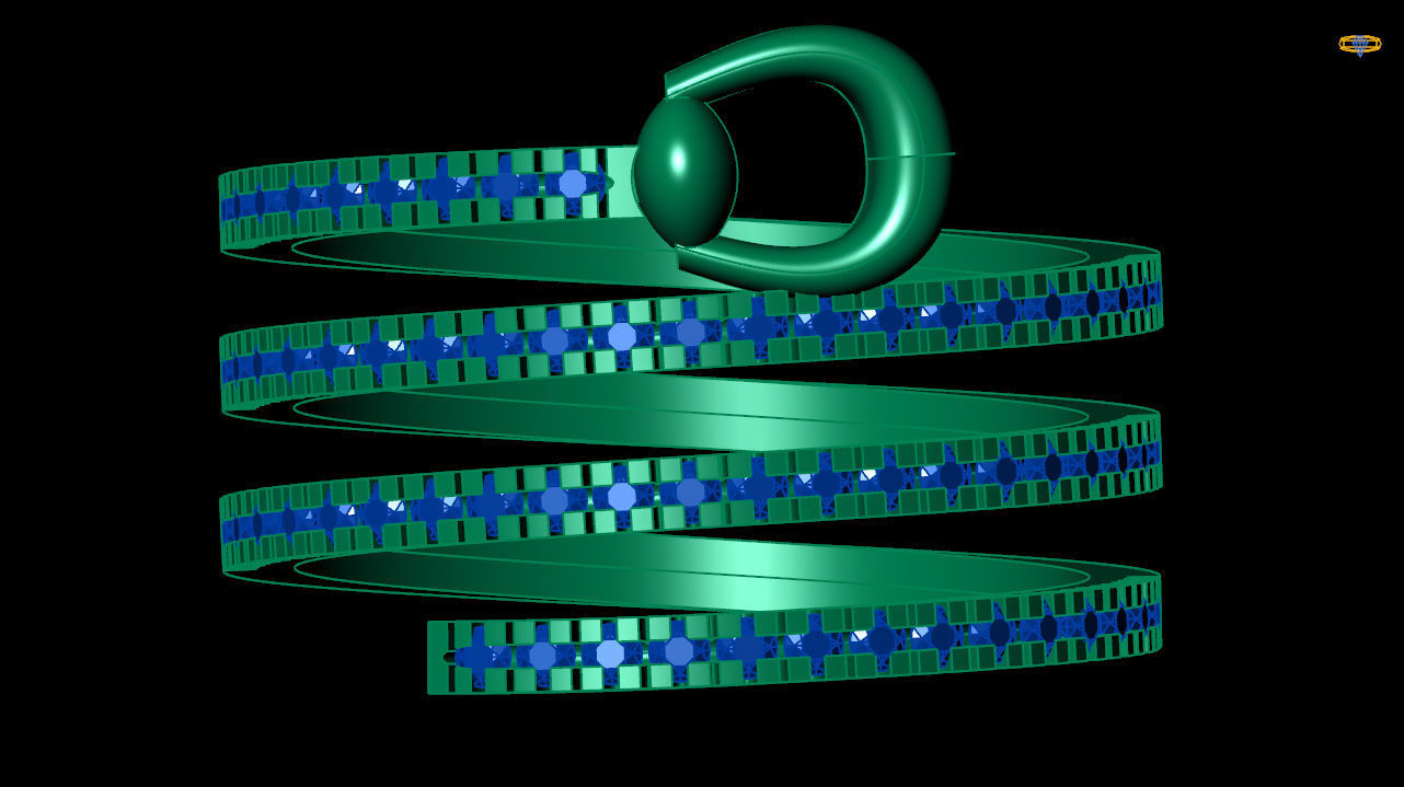 Spiral diamond ring stl file 3D print model_13