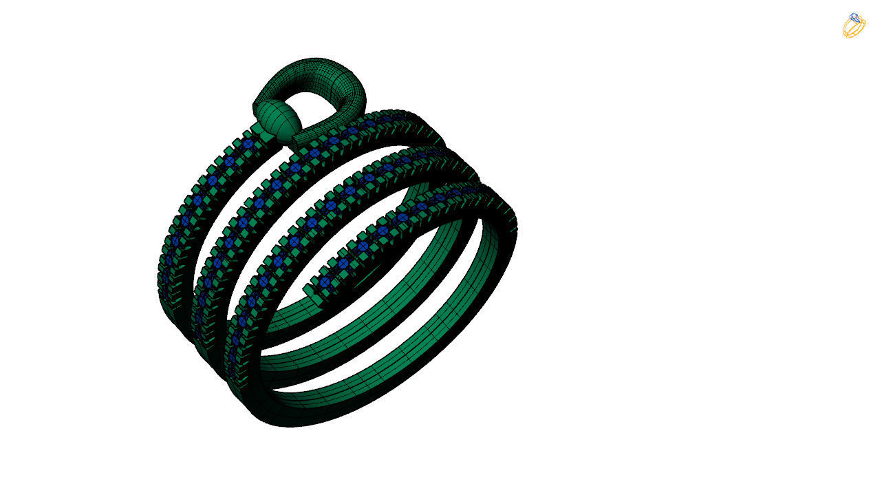 Spiral diamond ring stl file 3D print model_10
