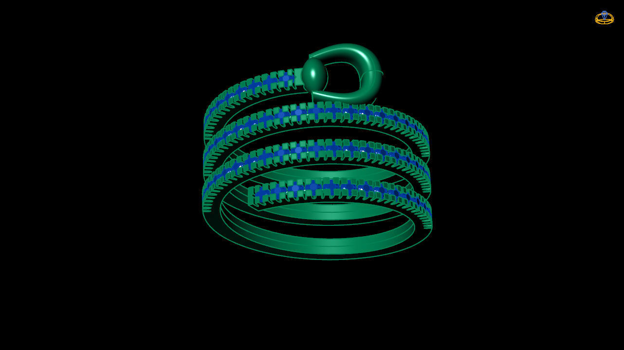 Spiral diamond ring stl file 3D print model_3