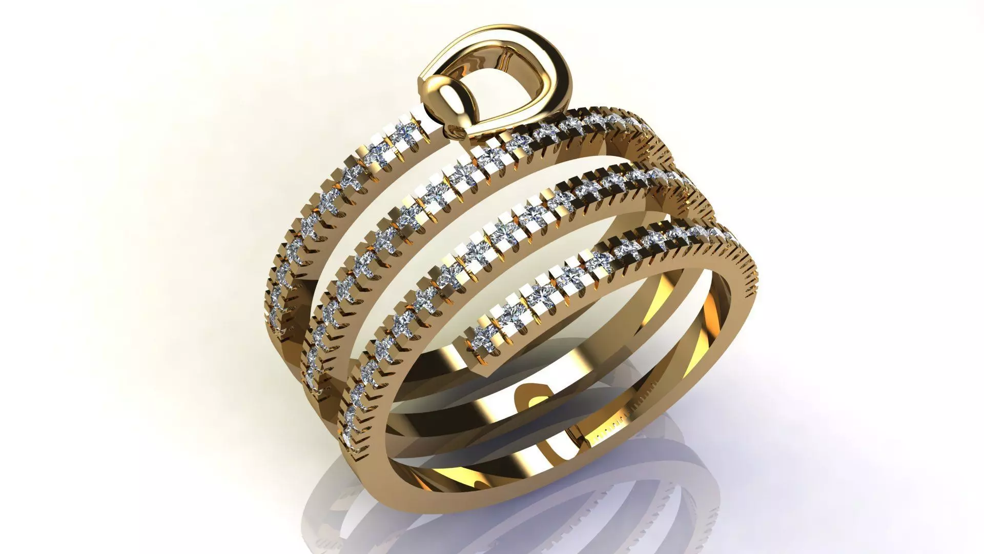 Spiral diamond ring stl file 3D print model_0