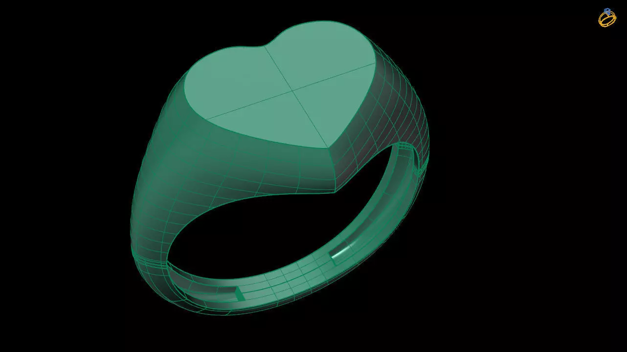 Heart signet ring stl file 3D print model_0