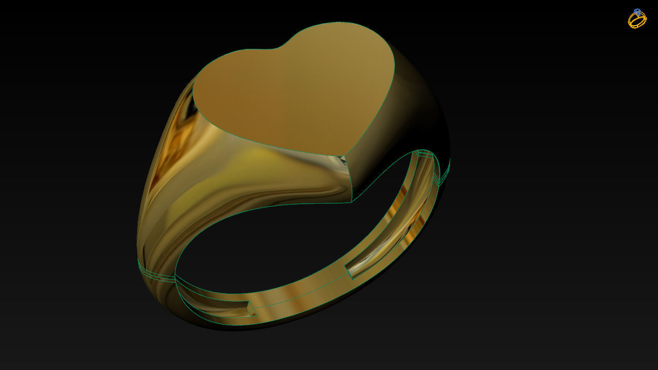 Heart signet ring stl file 3D print model_10