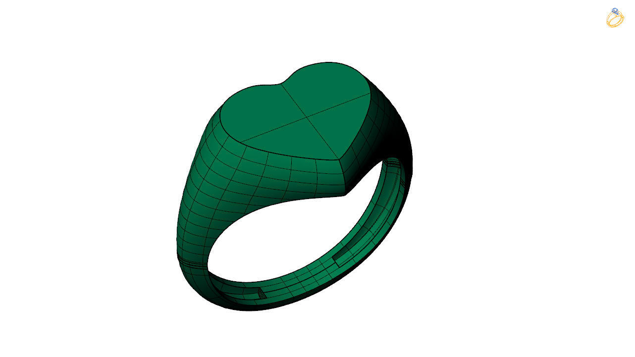 Heart signet ring stl file 3D print model_9