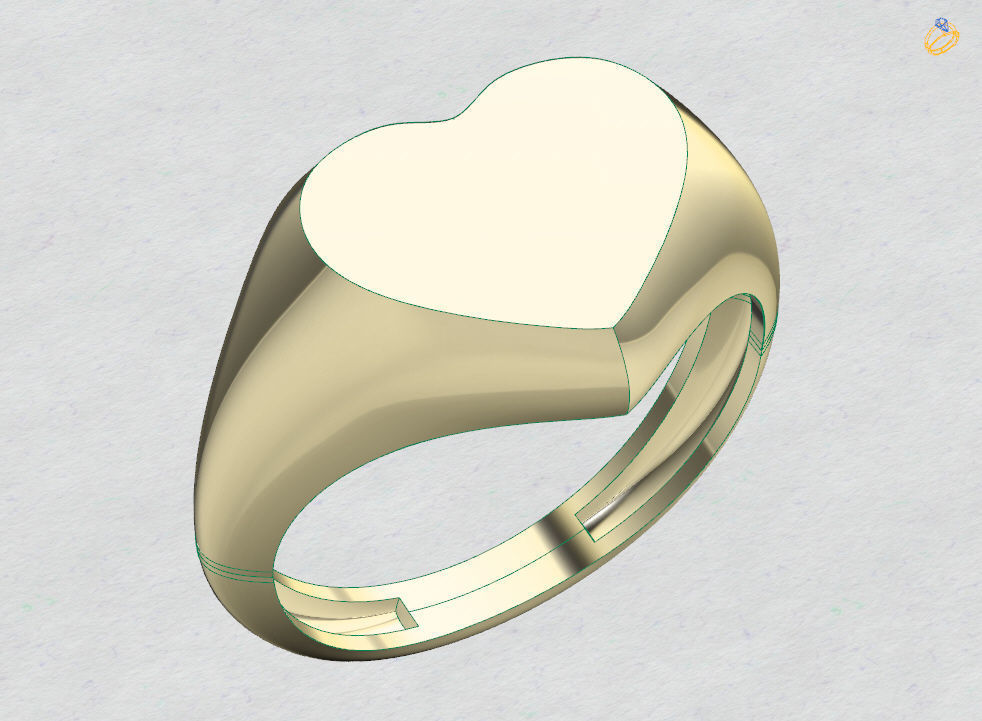 Heart signet ring stl file 3D print model_1