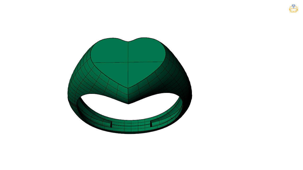 Heart signet ring stl file 3D print model_8