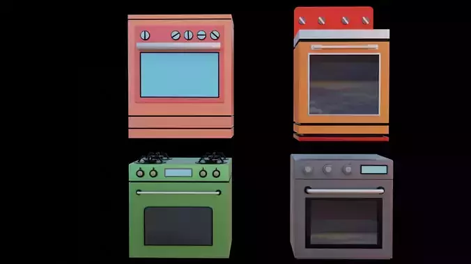 Low poly Furnace set