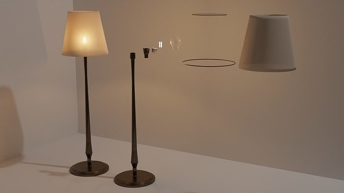 Floor Lamp With Shade Modified With Prodecurals in Blender Free 3D model