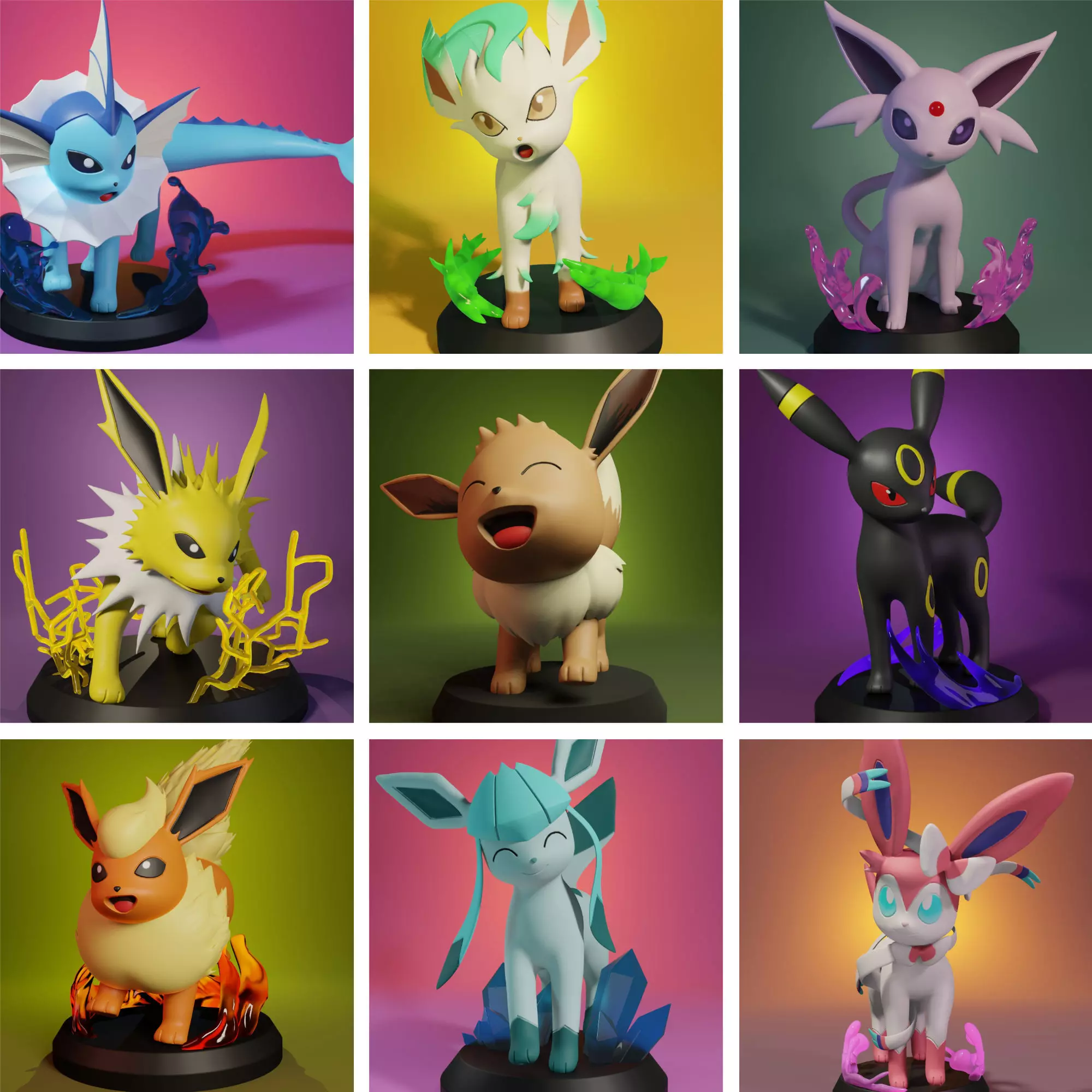 Pokemon eevee evolution pack 3D print model