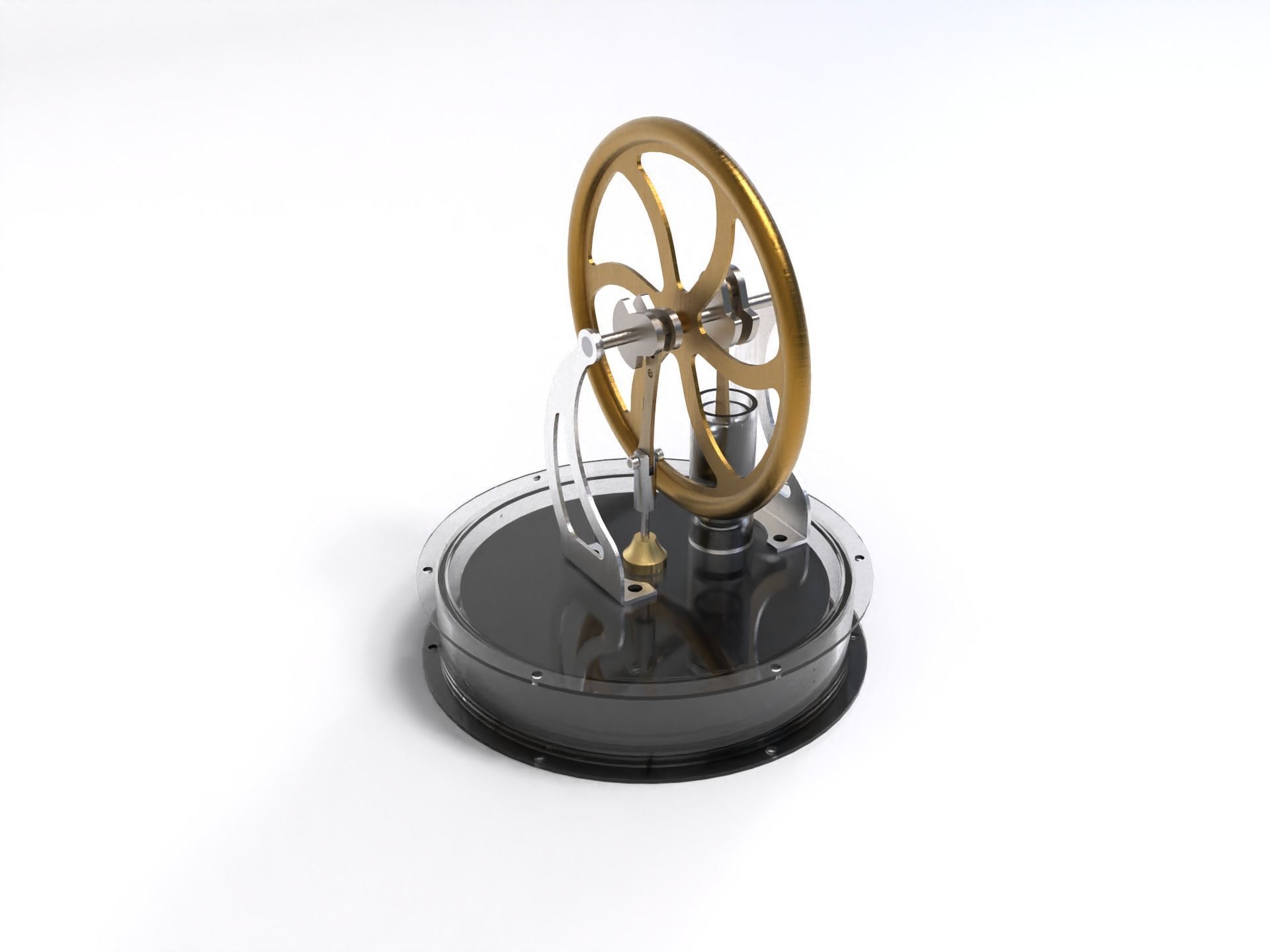 Temperature difference Stirling engine 3D model_2