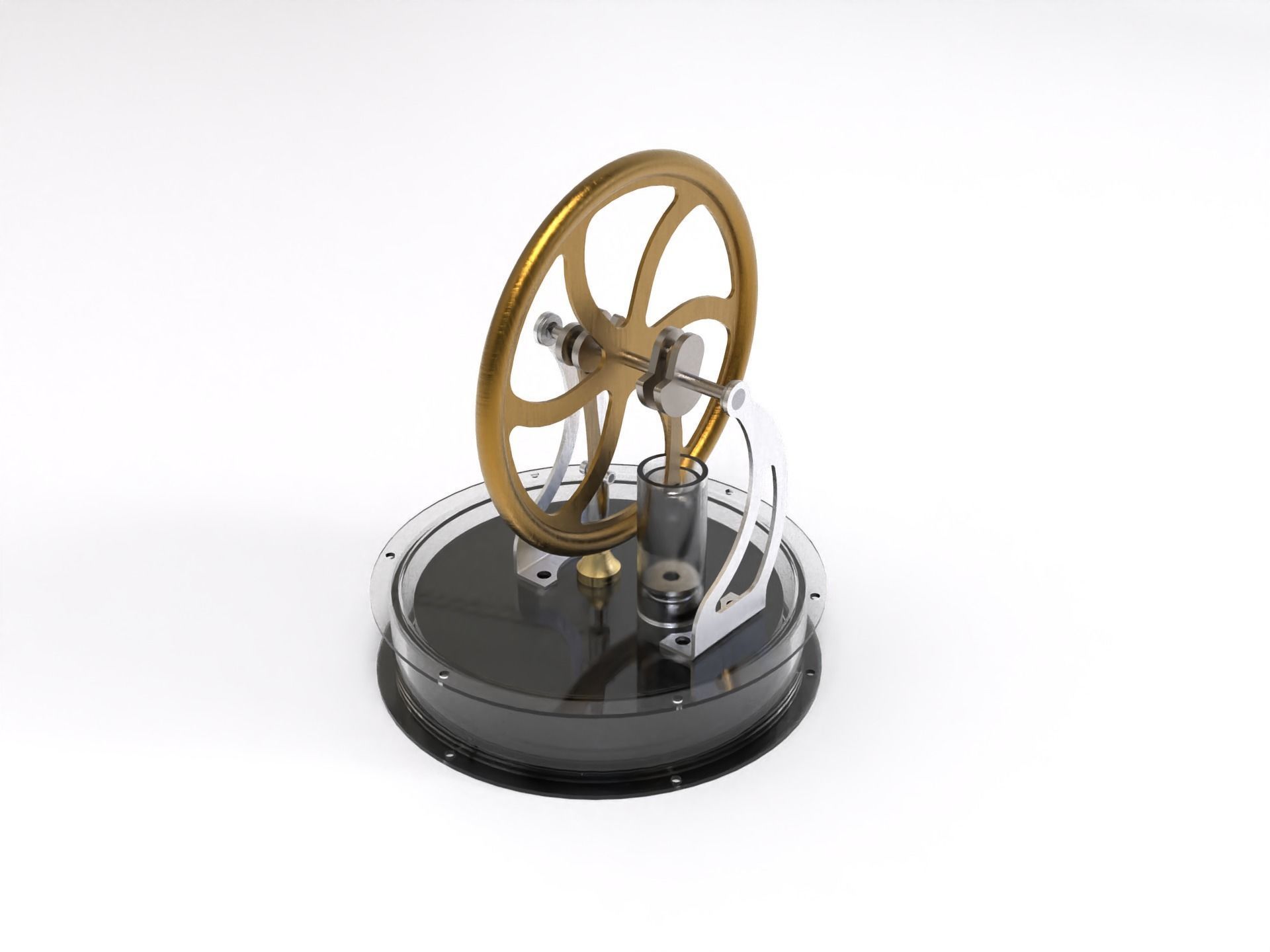 Temperature difference Stirling engine 3D model_5