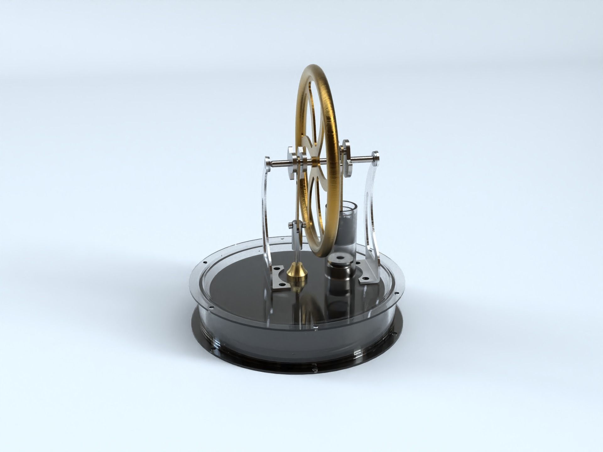 Temperature difference Stirling engine 3D model_1