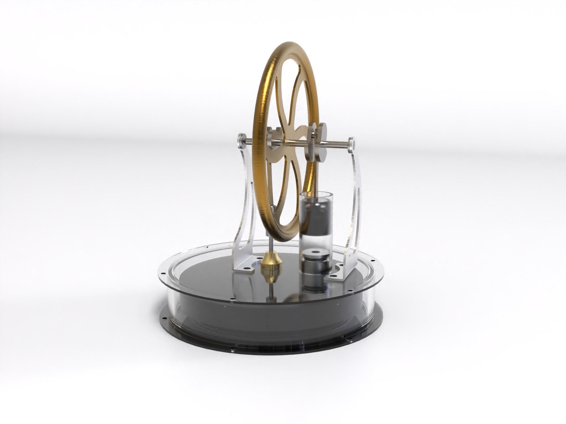 Temperature difference Stirling engine 3D model_3