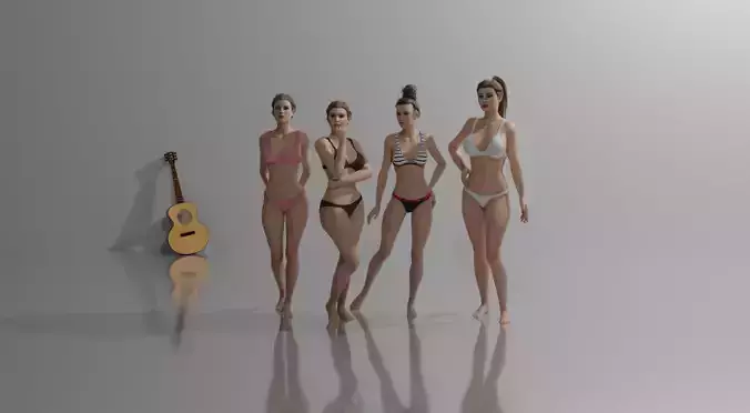Realistic 3D Female Models-Pack of 4