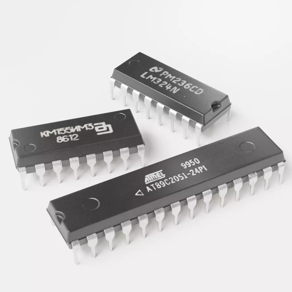 Integrated Circuit Microchip Electronic Components High and Low-poly 3D model
