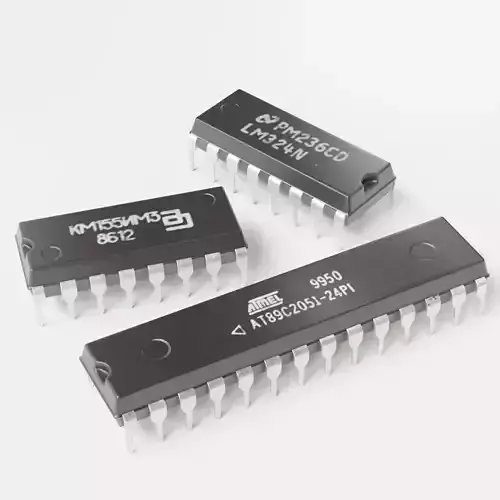 Integrated Circuit Microchip Electronic Components High and Low-poly 3D model