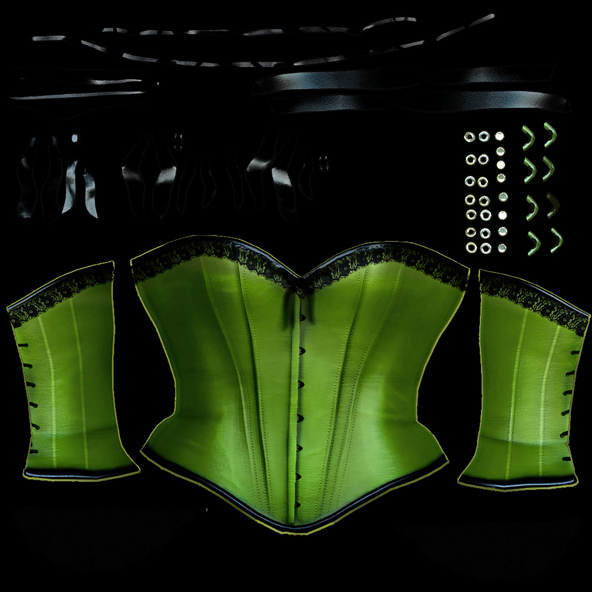Corset with Straps and Bows Low-poly 3D model_16