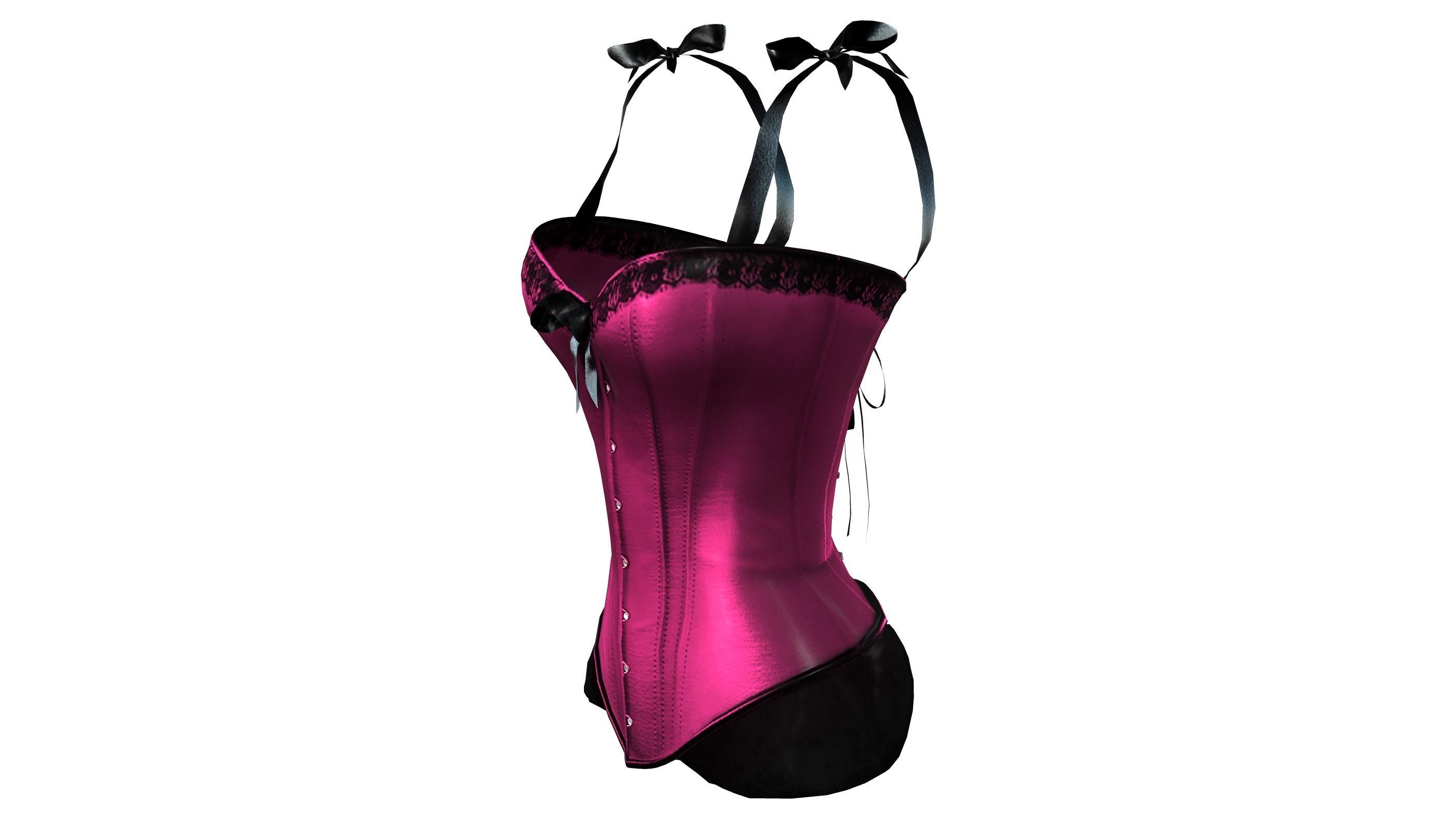 Corset with Straps and Bows Low-poly 3D model_6