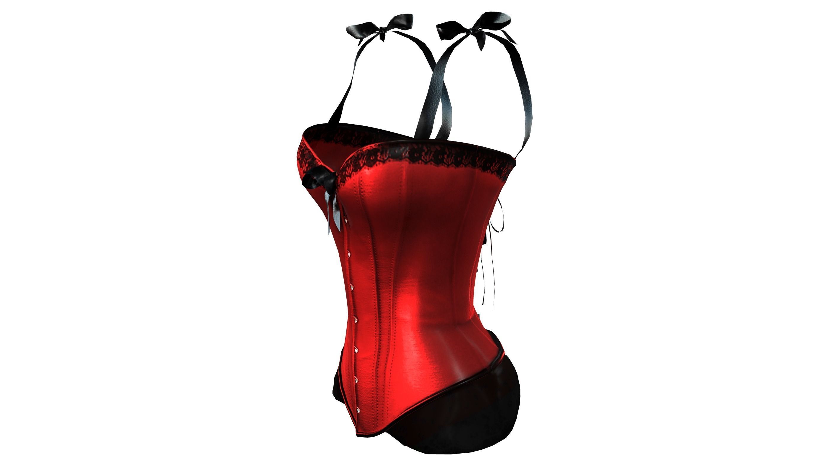 Corset with Straps and Bows Low-poly 3D model_5