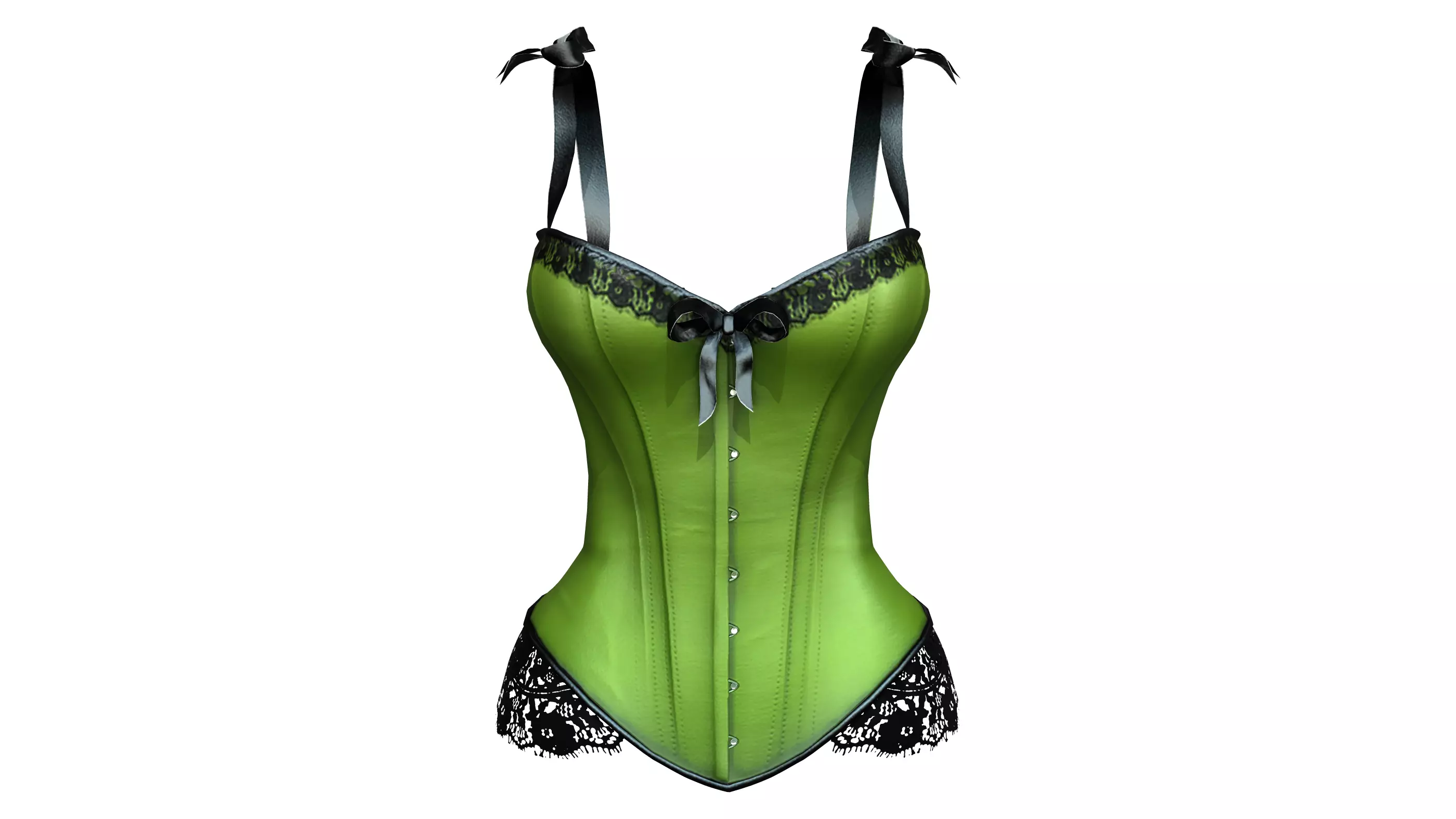 Corset with Straps and Bows Low-poly 3D model_0