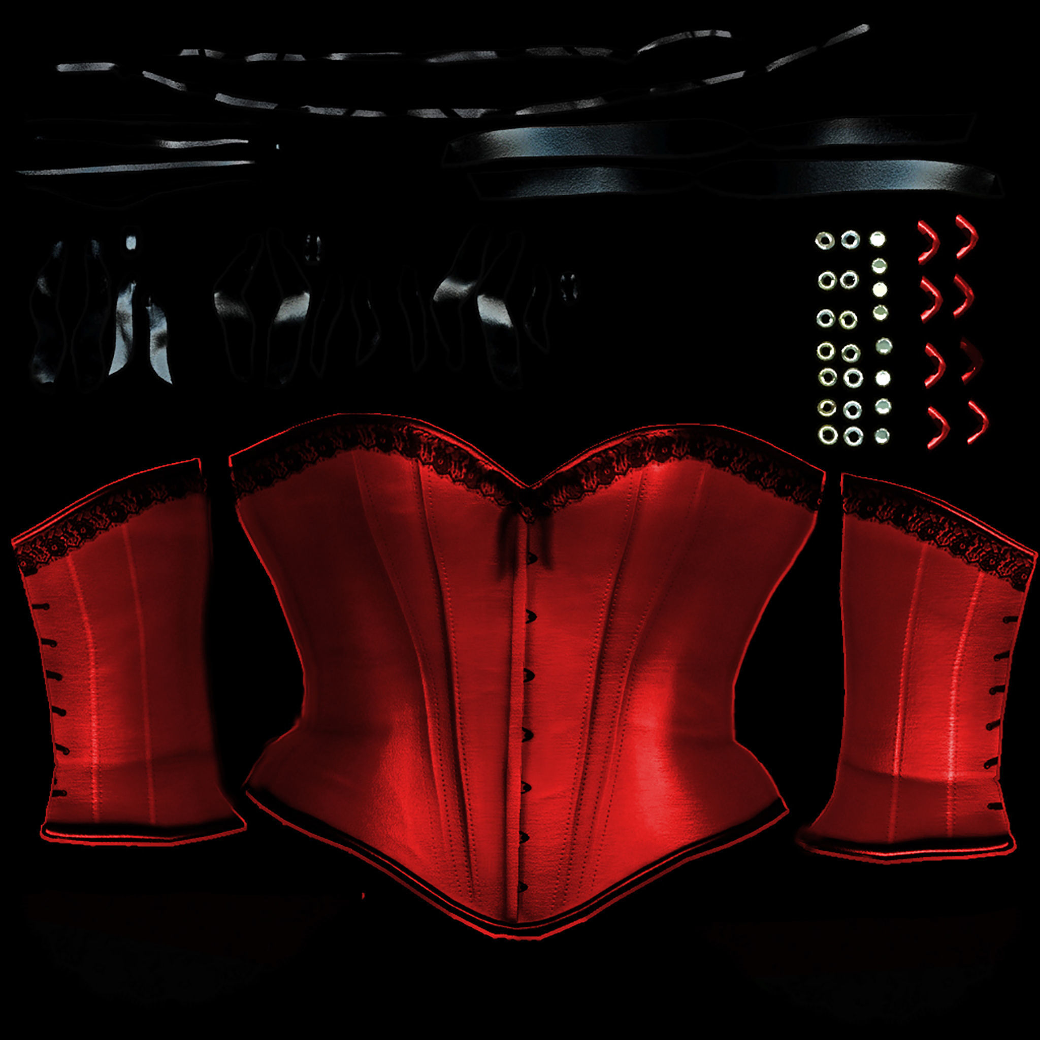 Corset with Straps and Bows Low-poly 3D model_14