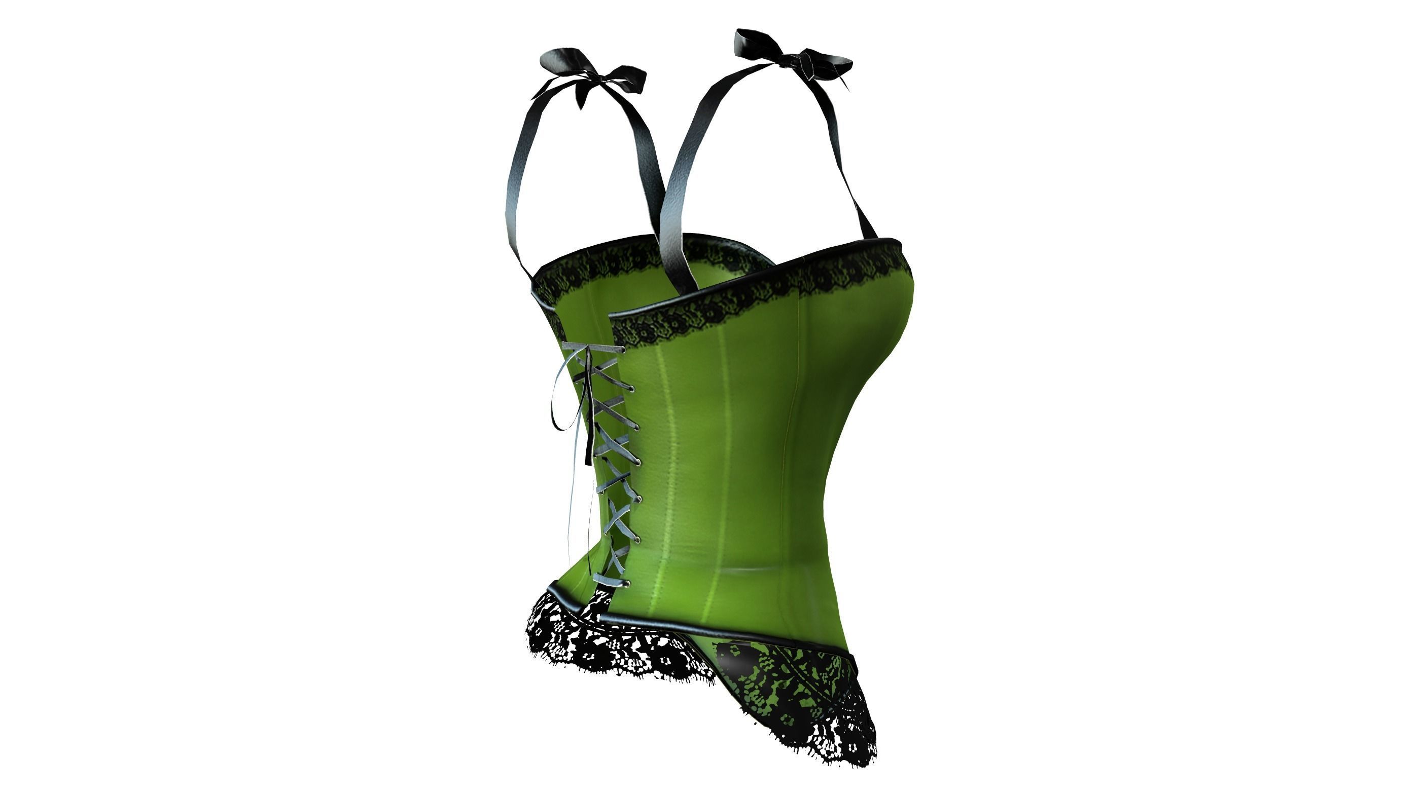 Corset with Straps and Bows Low-poly 3D model_9