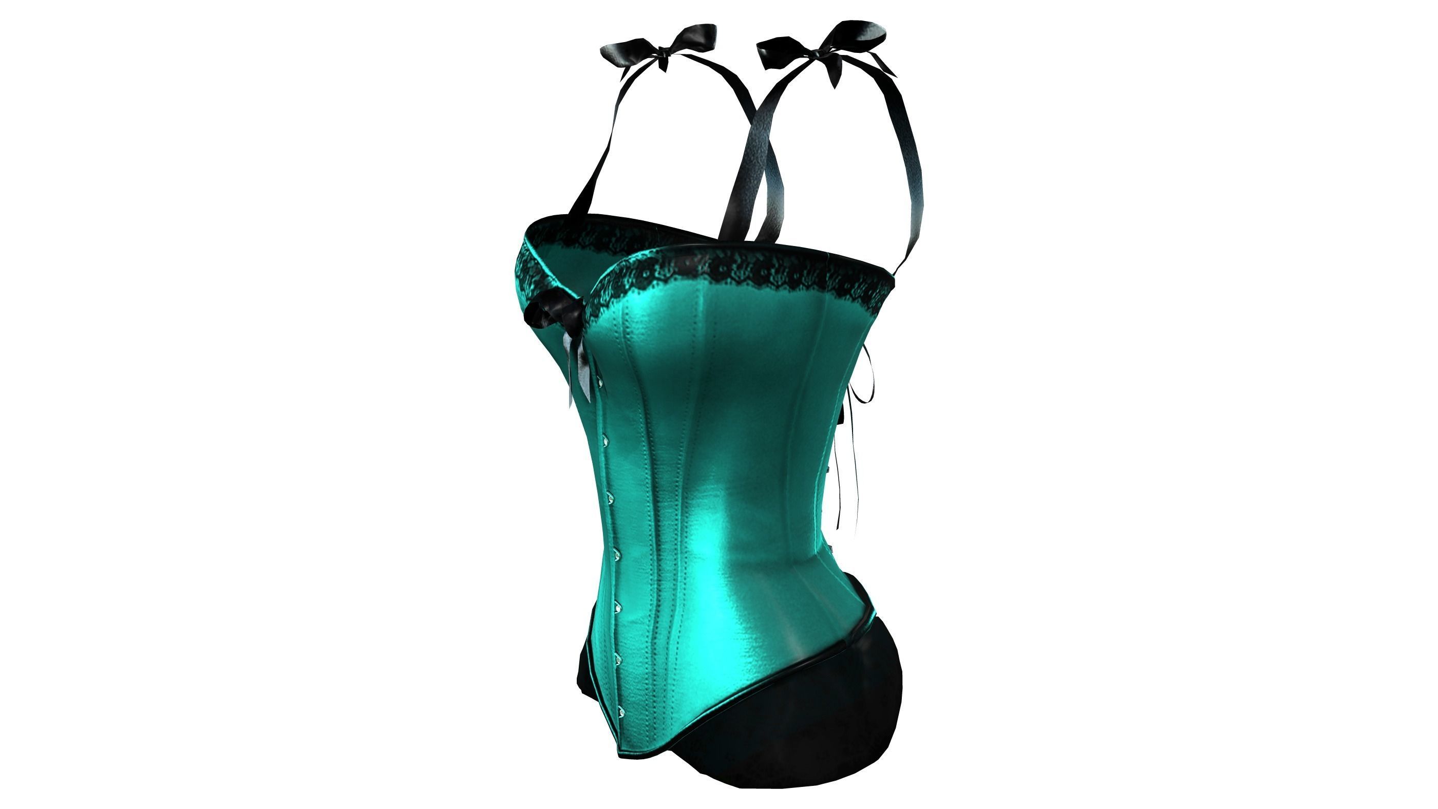 Corset with Straps and Bows Low-poly 3D model_4
