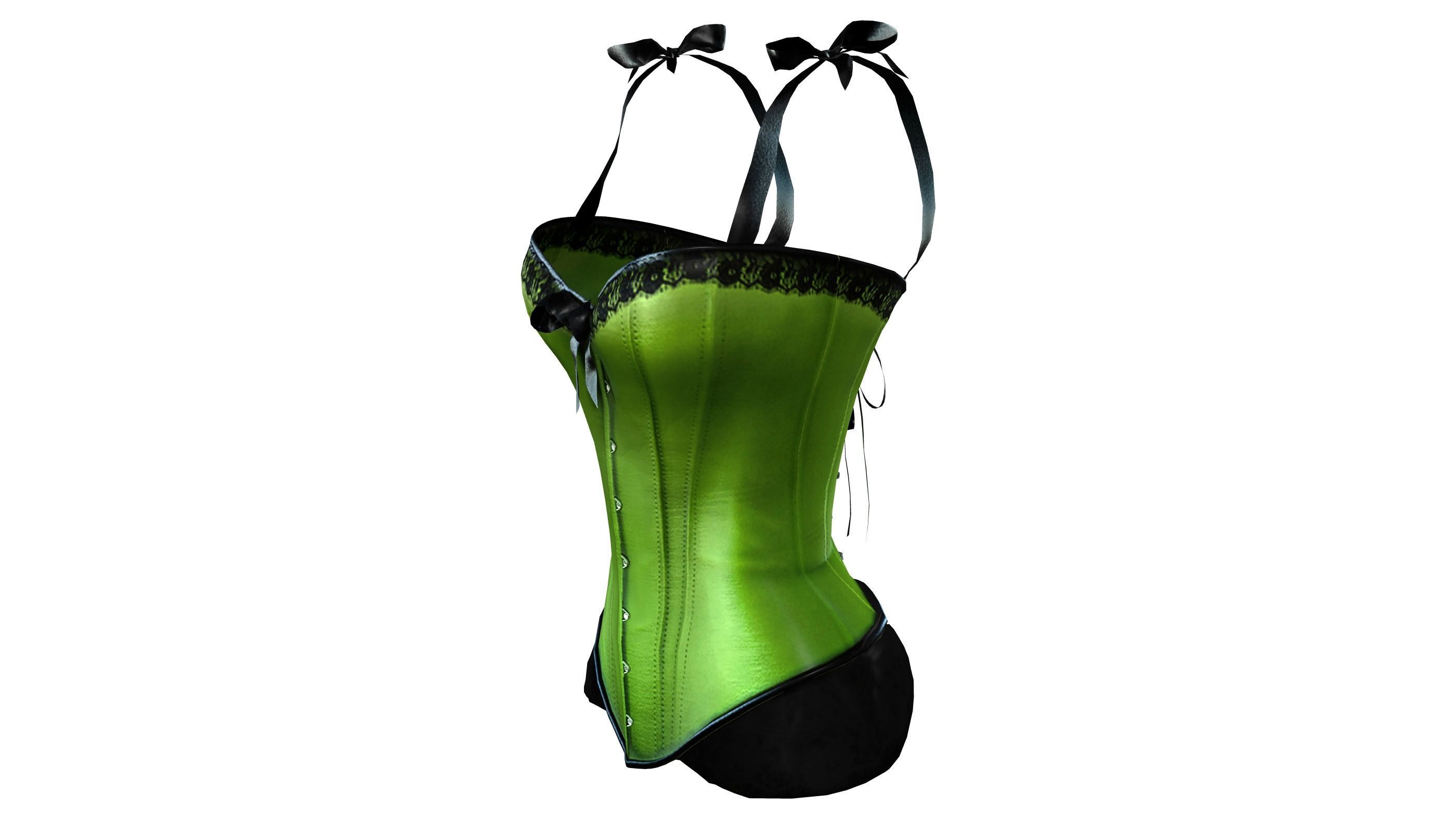 Corset with Straps and Bows Low-poly 3D model_3