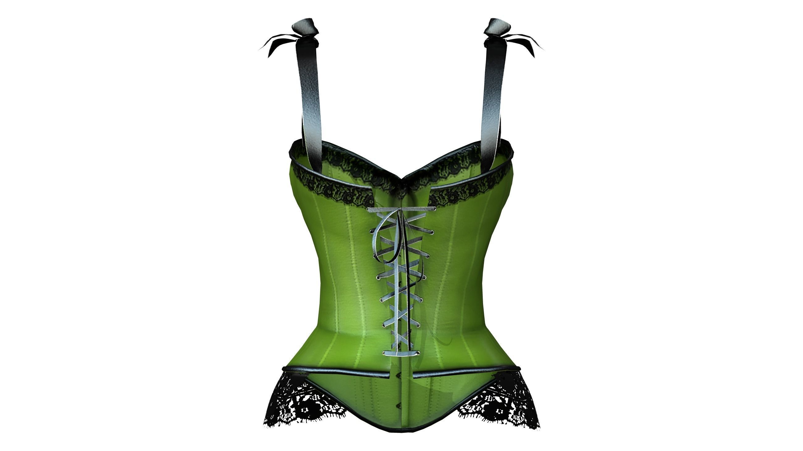 Corset with Straps and Bows Low-poly 3D model_8