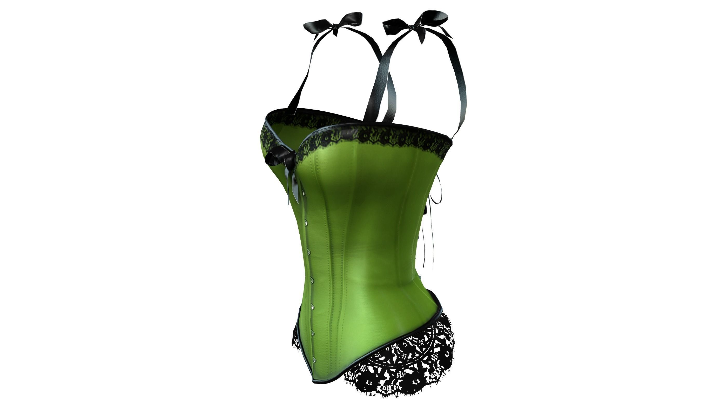 Corset with Straps and Bows Low-poly 3D model_2