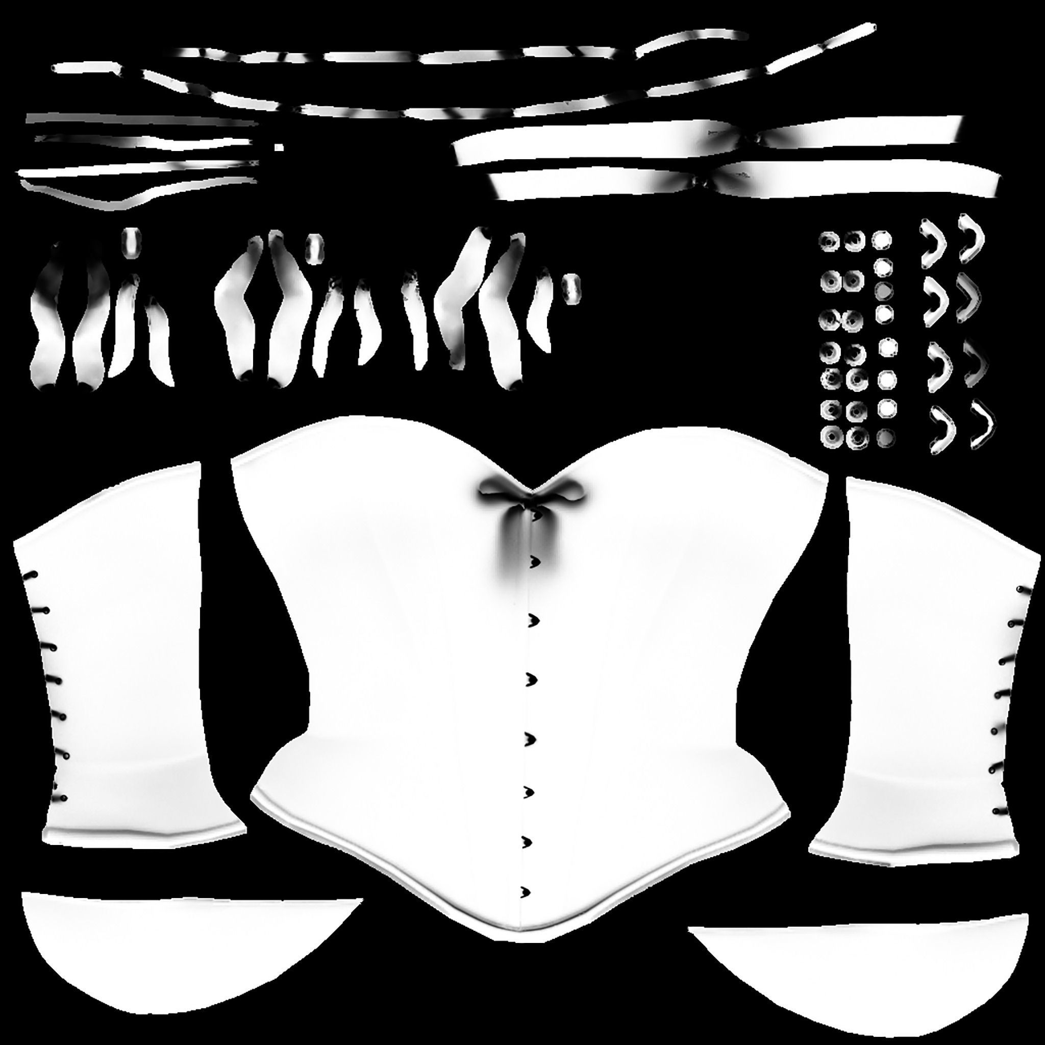 Corset with Straps and Bows Low-poly 3D model_20