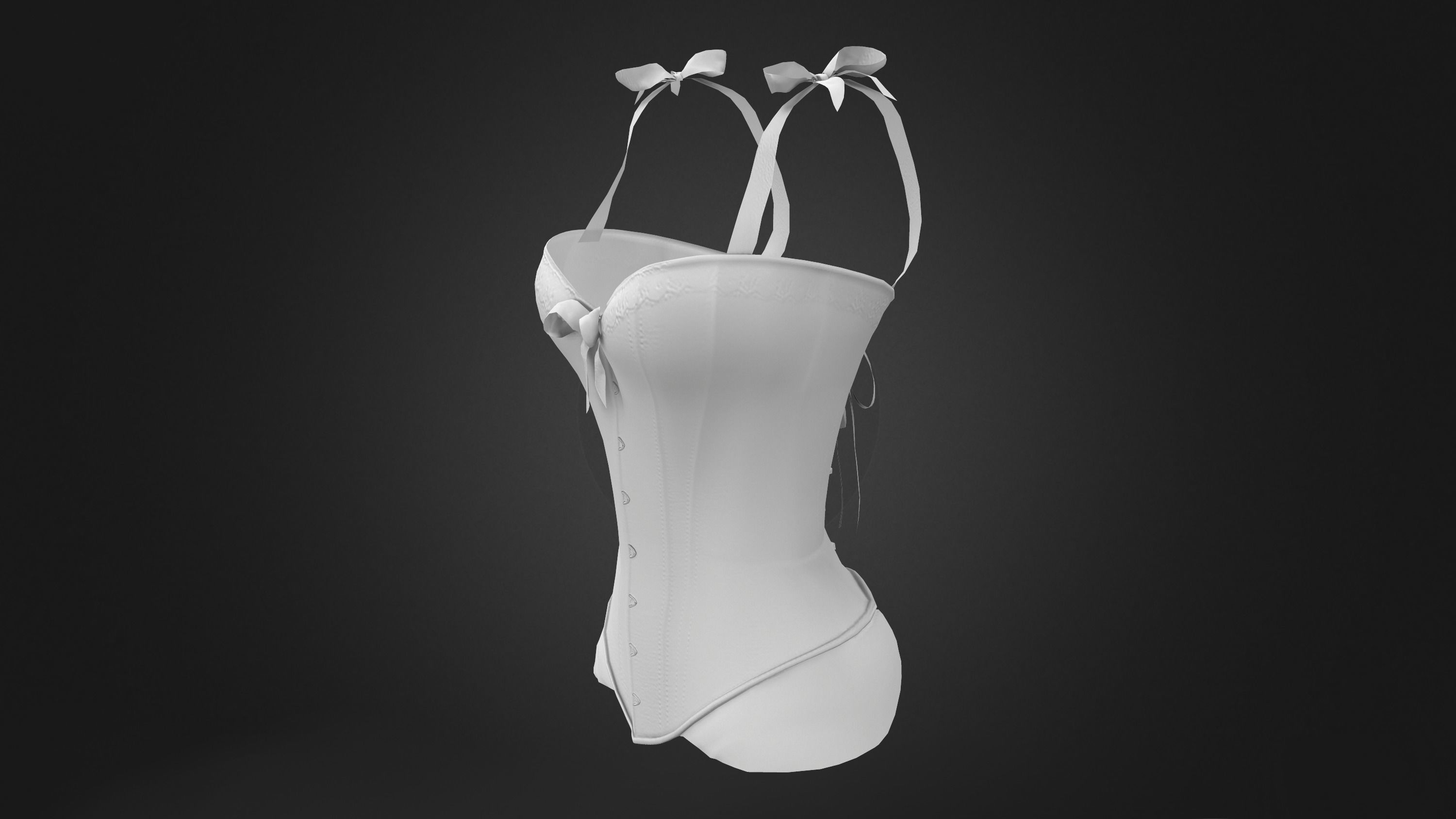 Corset with Straps and Bows Low-poly 3D model_12