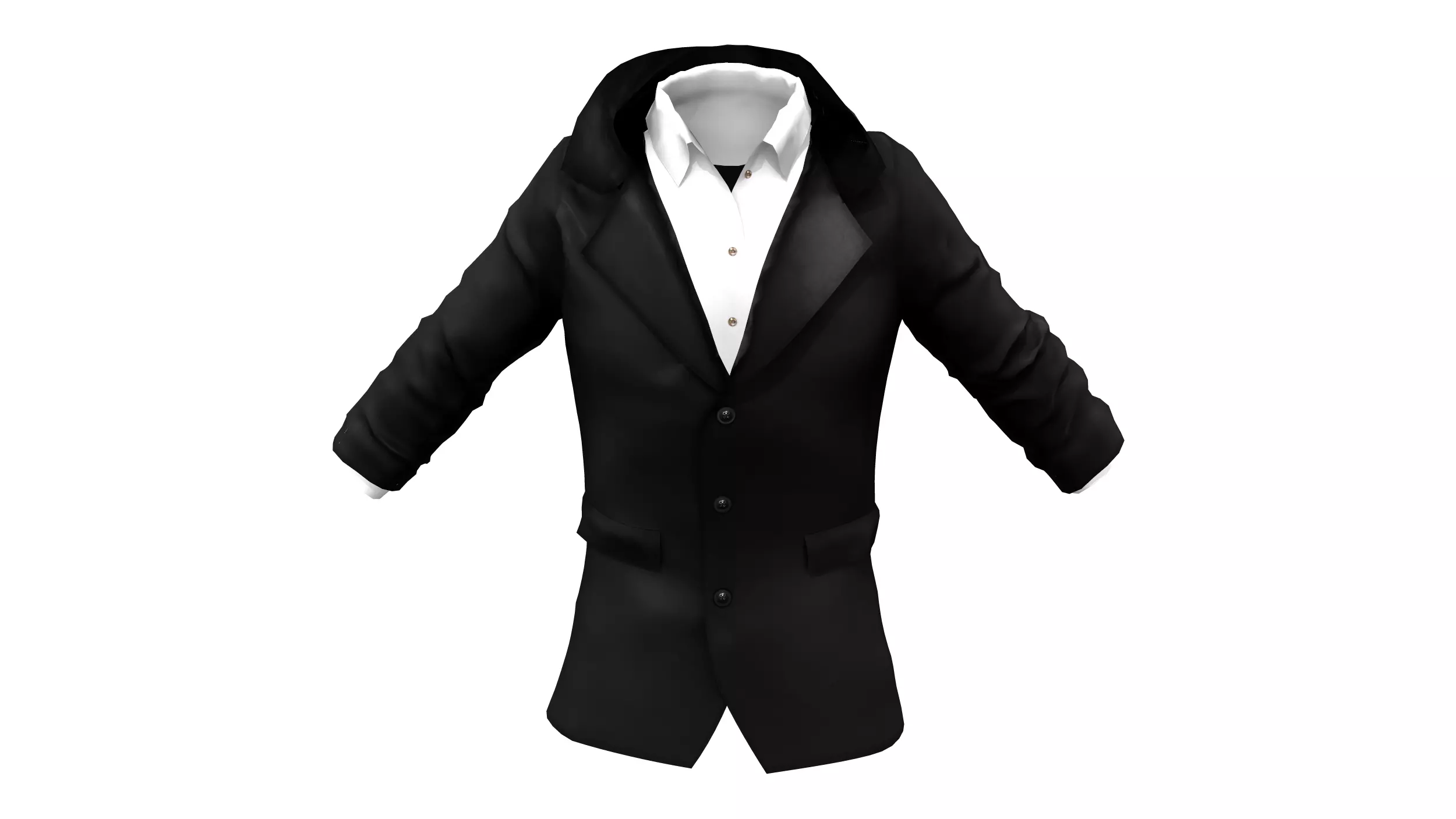 Mens Slim Fit Hooded Jacket with Shirt Low-poly 3D model